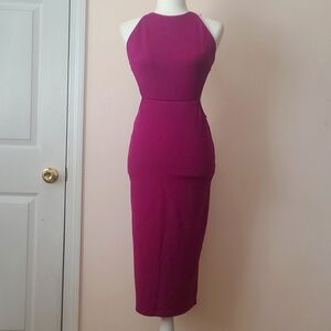 True Passion Magenta Cutout Bodycon Midi Dress
